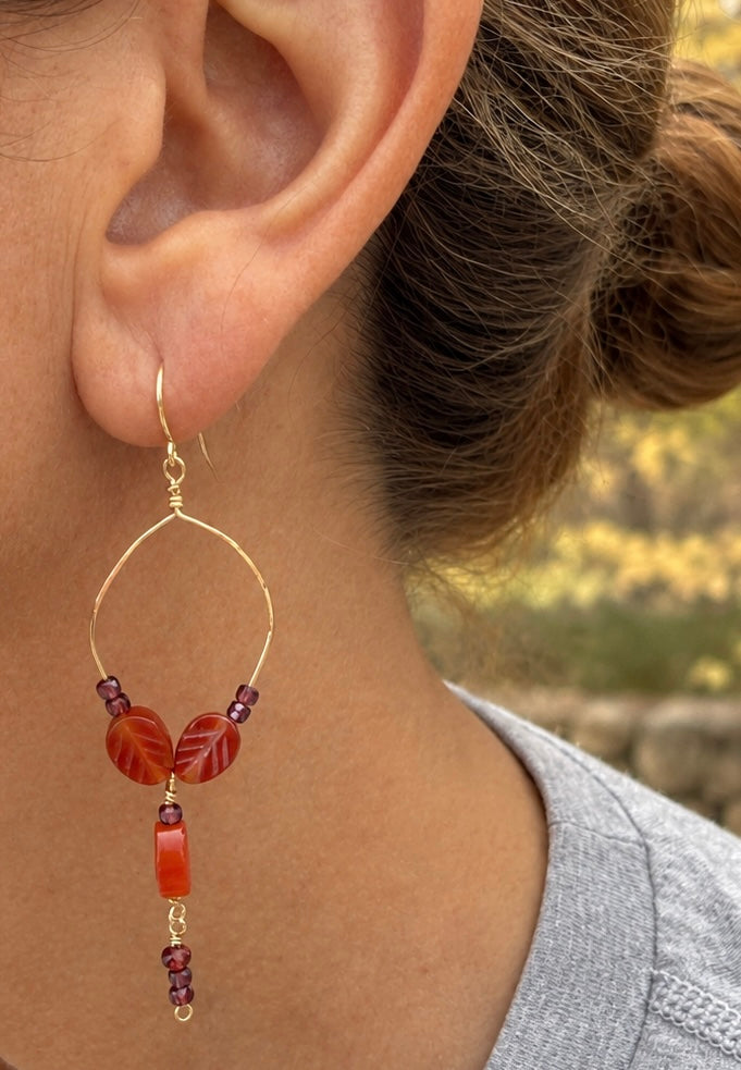 Canopy Etched Leaf Earrings - detail
