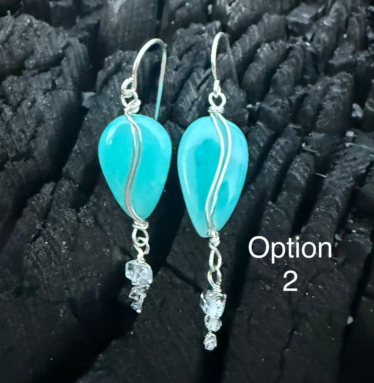Amazonite and Herkimer diamond piece - option 2
