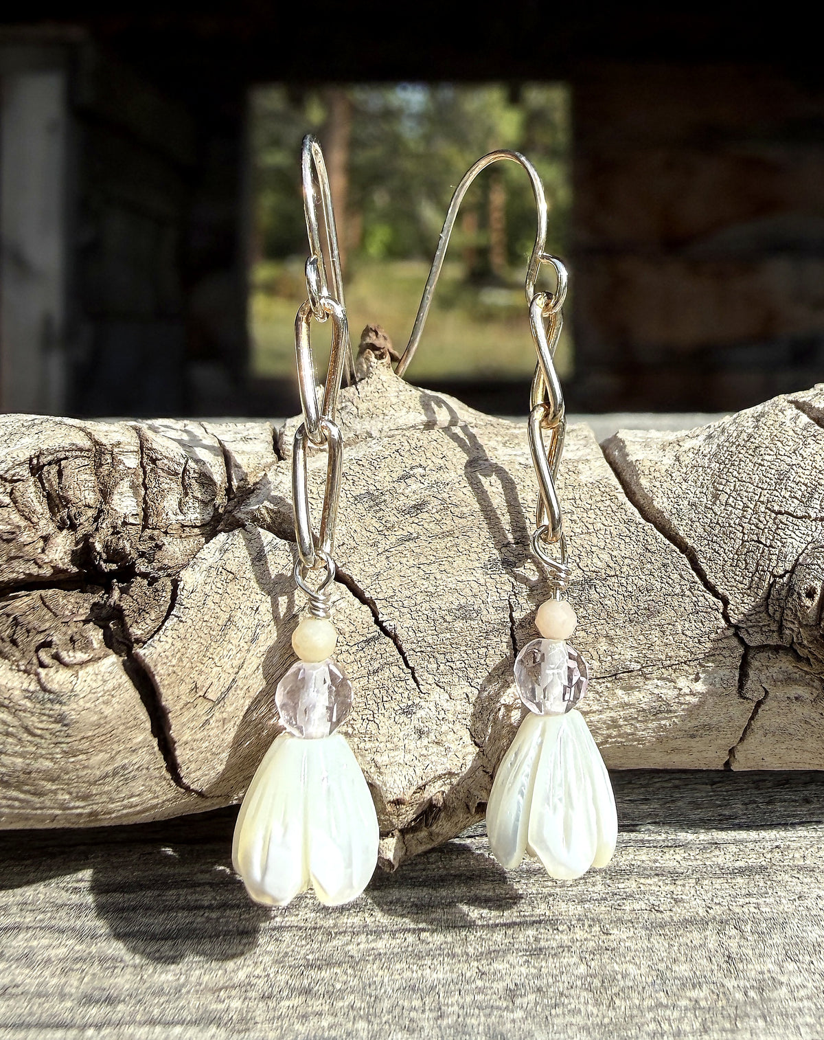 Bloom - Pikake (Jasmine Flower) Twist Dangle Earring - sterling silver