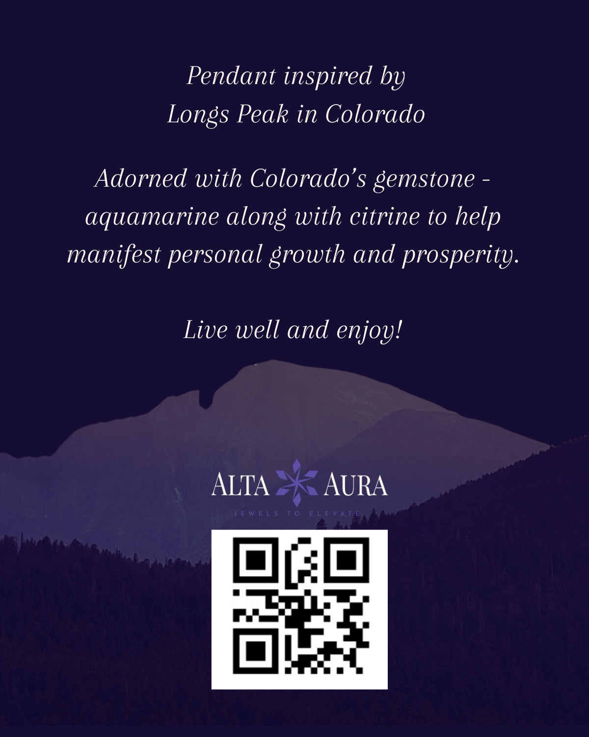 Longs Peak Pendant Necklace | Colorado Mountain Jewelry | Gold