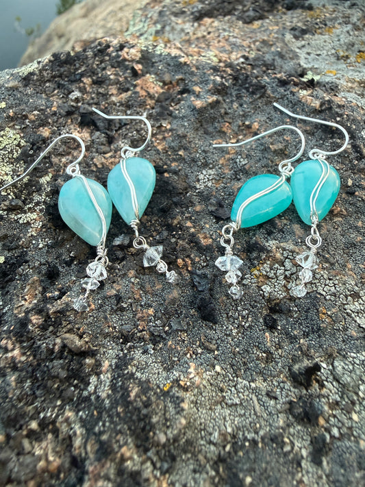 Amazonite and Herkimer diamond piece - detail