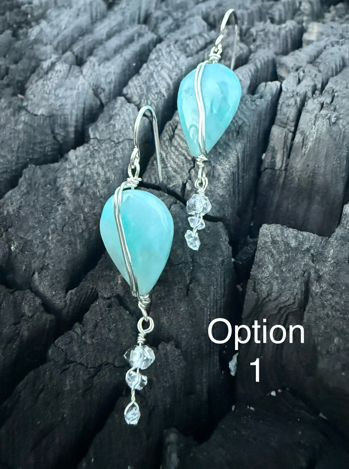 Amazonite and Herkimer diamond piece - option 1
