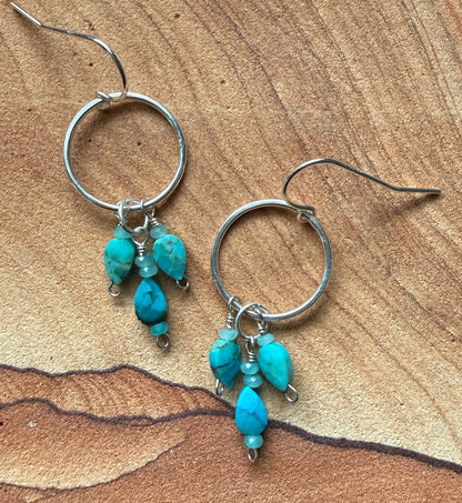 River Current Earrings - turquoise and amazonite hoop earrings
