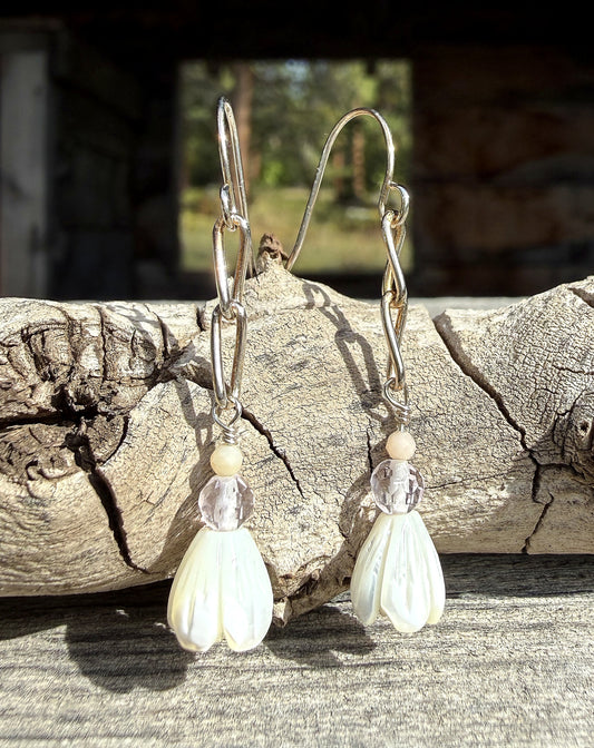 Bloom - Pikake (Jasmine Flower) Twist Dangle Earring - sterling silver
