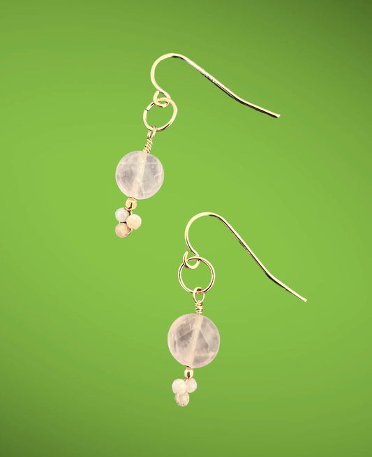 Love - Rose Quartz Tiny Coin Dangle