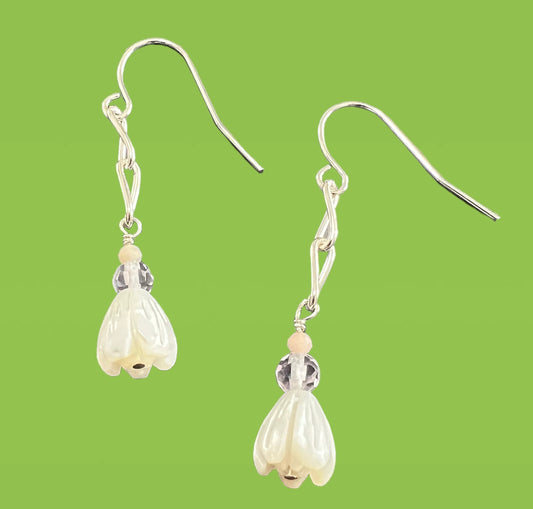 Love - Pikake (Jasmine Flower) Twist Dangle Earring - sterling silver