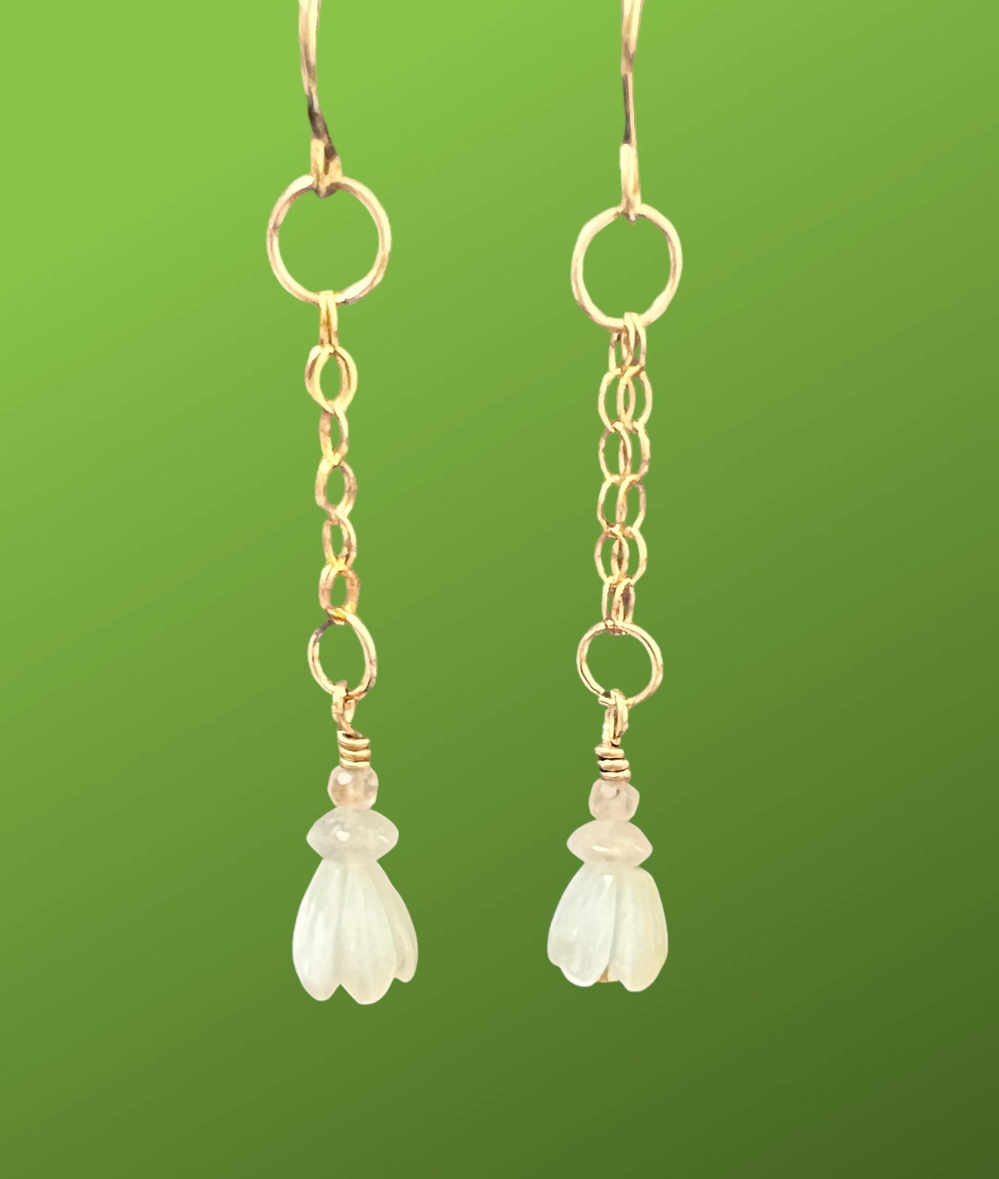 Love - Pikake (jasmine flower) chain dangle earrings