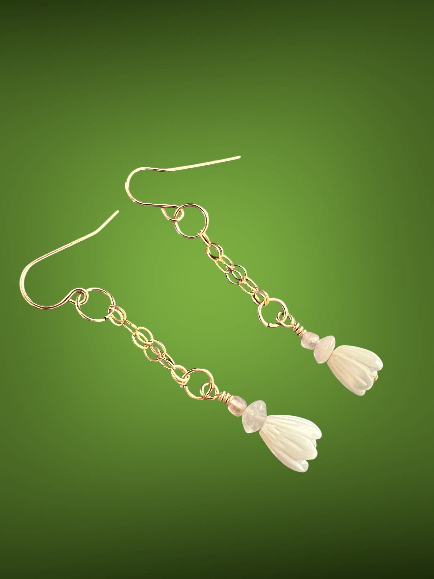 Love - Pikake (jasmine flower) chain dangle earrings