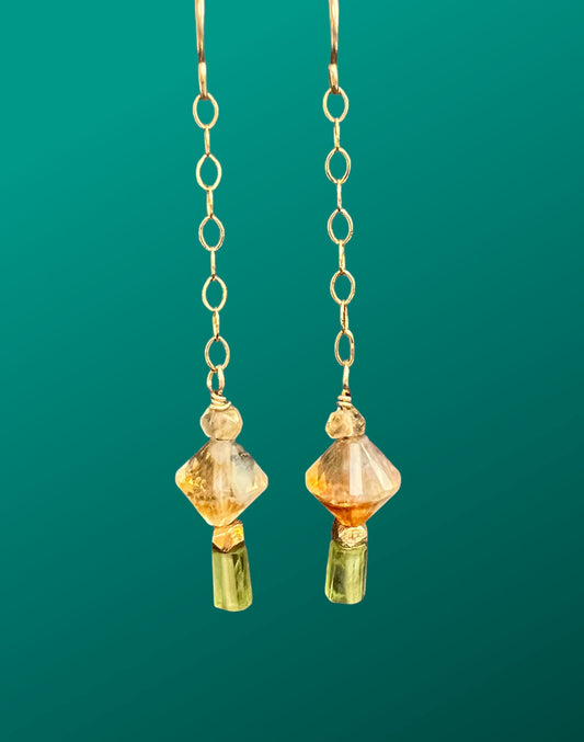 Prosperity - Citrine and Peridot Dangle