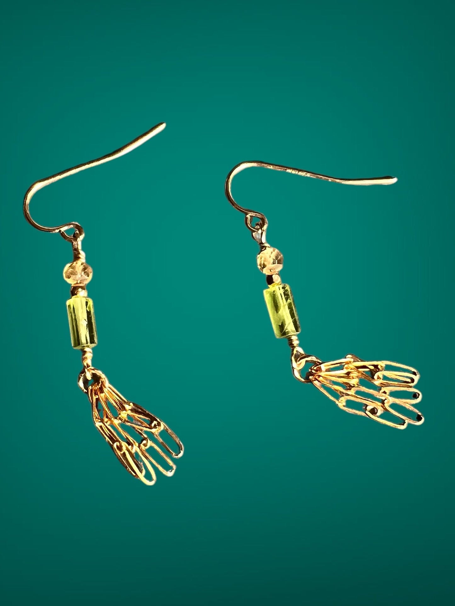 Prosperity Peridot and Citrine Mini Tassel Earrings