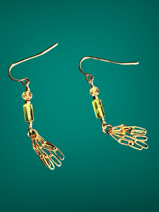 Prosperity Peridot and Citrine Mini Tassel Earrings